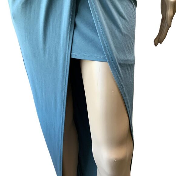 Windsor Blue Cutout Deep V-Neck High Slit Coquette Soft Girl Evening Dress Small - Picture 10 of 16